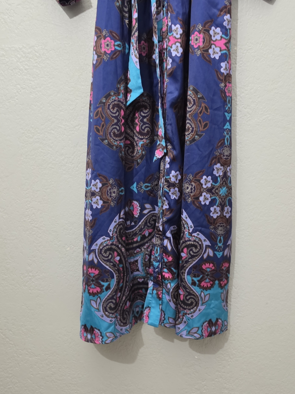Ciebon Nora Print Long Sleeve Maxi Shirt Dress Navy Button Down Women Large - Picture 7 of 13